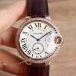 Swiss Fake Cartier Ballon Bleu 42mm XL Watch Rose Gold Diamond Case